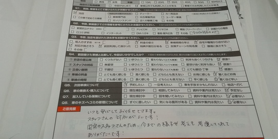 お客さまの声 - 吉田町・牧之原市等で新車・中古車なら カツマタ自動車販売